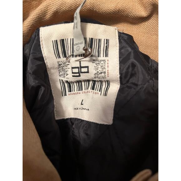 GUC GB Tan Button Front Sleeveless Hooded Vest Lined Machine Wash Size Large - Picture 3 of 5